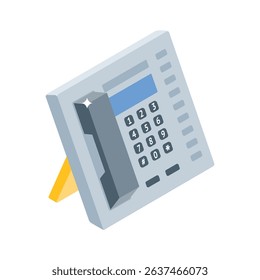 Grab this isometric icon of vintage landline phone device