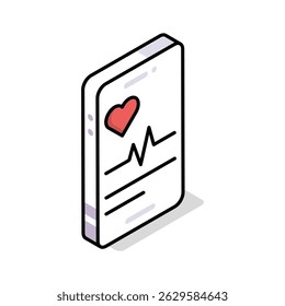 Grab this isometric outline icon of healthcare app