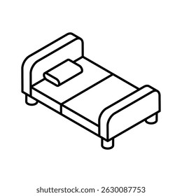 Grab this isometric outline icon of hostel bed