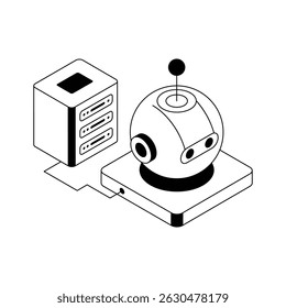 Grab this isometric style icon of robot server setup