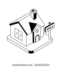 Grab this isometric style icon of home sale