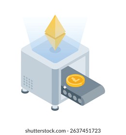 Grab this isometric style icon featuring crypto machine concept