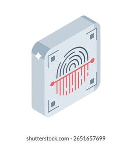 Nehmen Sie dieses isometrische Stil-Symbol des Fingerabdruck-Scan-Panels