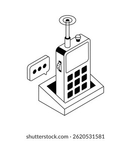 Grab this latest isometric icon of cordless phone system