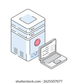 Grab this latest isometric icon of business server