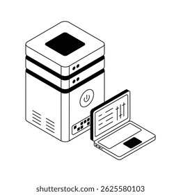 Grab this latest isometric icon of business server