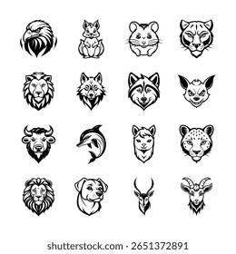 Grab this latest pack showing animal head mascots glyph icons