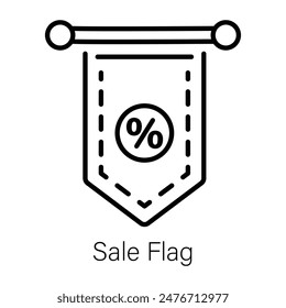 Grab this line icon of sale flag 