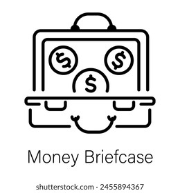 Agarra esta línea estilo icono de maletín de dinero 