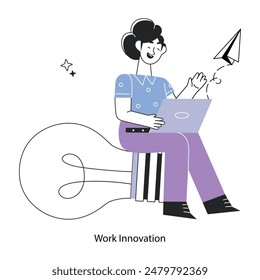 Grab this line style mini illustration of work innovation 