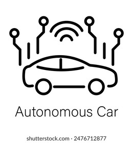 Grab this linear icon of an autonomous car 