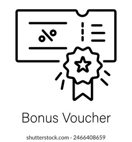 Grab this linear icon of a bonus voucher 