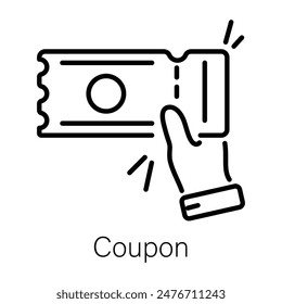 Grab this linear icon of a coupon 