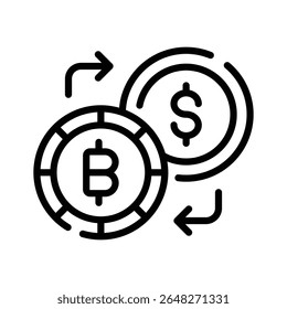 Agarra este icono lineal de intercambio de criptomonedas