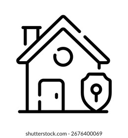 Schnappen Sie sich dieses lineare Symbol des digital sicheren Zuhause