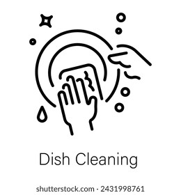 Grab this linear icon of dish cleaning 