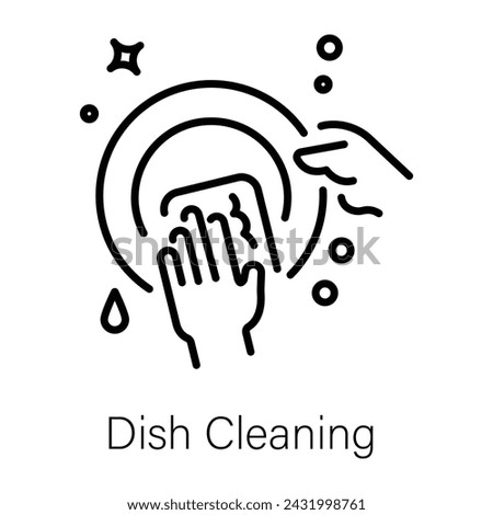 Grab this linear icon of dish cleaning 