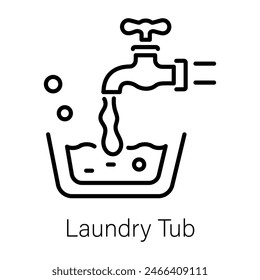 Grab this linear icon of a laundry tub 