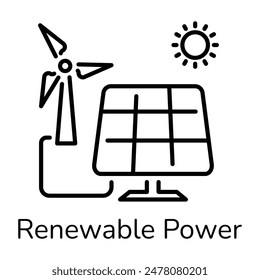 Grab this linear icon of renewable power 