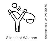 Grab this linear icon of slingshot weapon 