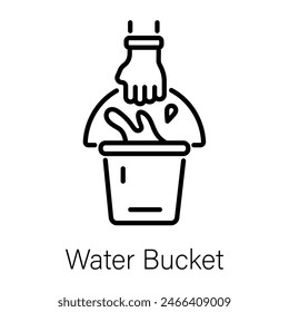 Grab this linear icon of water bucket 