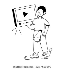 Grab this linear illustration of video marketing 