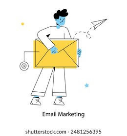 Grab this linear mini illustration of email marketing 
