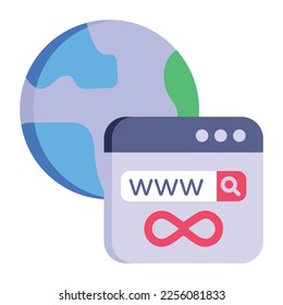 Grab this modern flat icon of unlimited domain 
