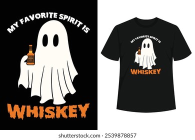 Grab this My Favorite Spirit Is Whiskey Funny Ghost Halloween Costume for men women shirts. Perfect outfit matching family and friends who love Halloween and Drink Whiskey.