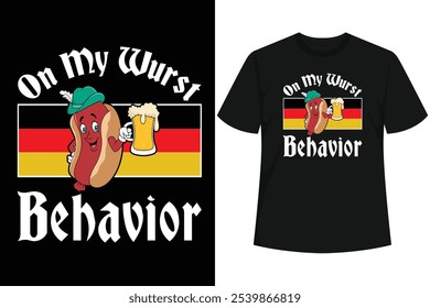 Grab this Oktoberfest On My Wurst Behavior T-Shirt as a gift for the German Oktoberfest in Munich or a local American Octoberfest! 