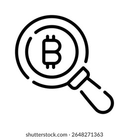Grab this outline icon of bitcoin search magnifier