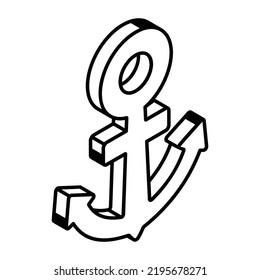 Grab this outline icon of boat anchor 