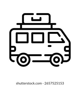 Schnappen Sie sich dieses Umrisssymbol eines komfortablen Reisewagens