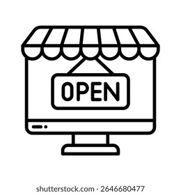 Grab this outline icon of online shop store