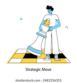 Grab this outline mini illustration of strategic move 