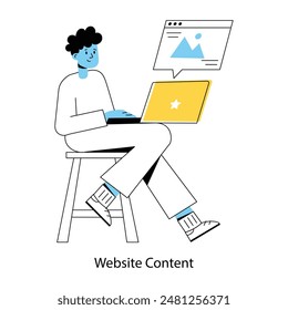 Grab this outline mini illustration of website content  