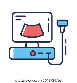 Grab this outline style icon of ultrasound machine display