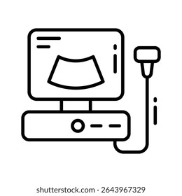 Grab this outline style icon of ultrasound machine display