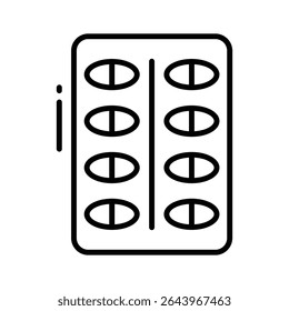 Grab this outline style icon showing drug blister