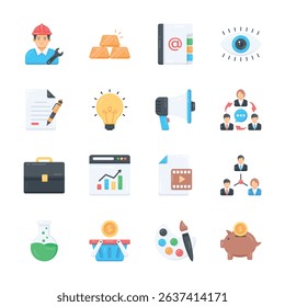 Grab this premium bundle of business model flat style icons