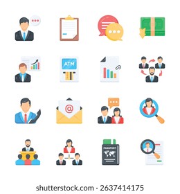 Grab this premium bundle of business services flat style icons
