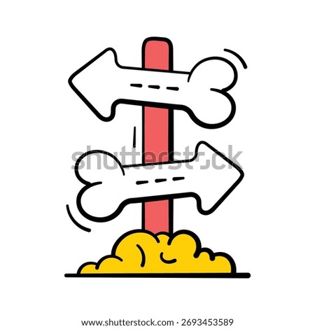Grab this premium doodle style icon of haunted signpost