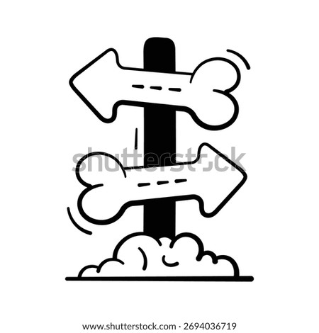 Grab this premium doodle style icon of haunted signpost