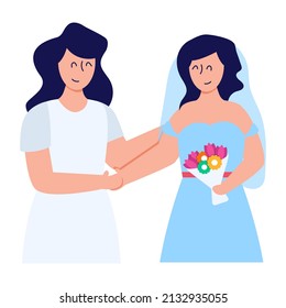 Grab this premium flat icon of bride friend 

