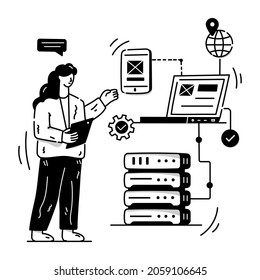 Nehmen Sie sich diese handgezeichnete Premium-Illustration für reaktionsfähiges Design 