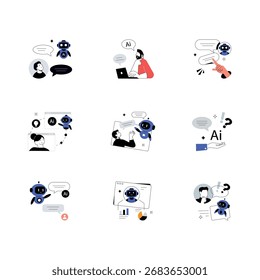 Agarra este Paquete de moda que muestra ilustraciones de estilo lineal de tecnología ai 