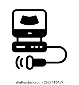 Grab this trendy glyph style icon of ultrasound machine
