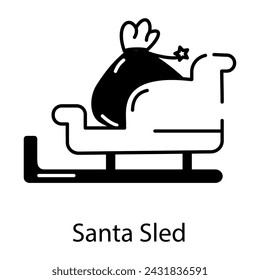 Grab this trendy linear icon of santa sled