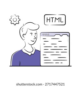 Nehmen Sie diese gut gestaltete handgezeichnete Illustration des Programmierers