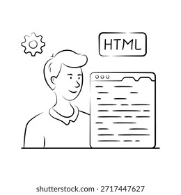 Nehmen Sie diese gut gestaltete handgezeichnete Illustration des Programmierers